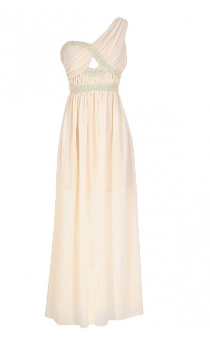 Aphrodite Sequin and Chiffon Maxi Dress in Ivory